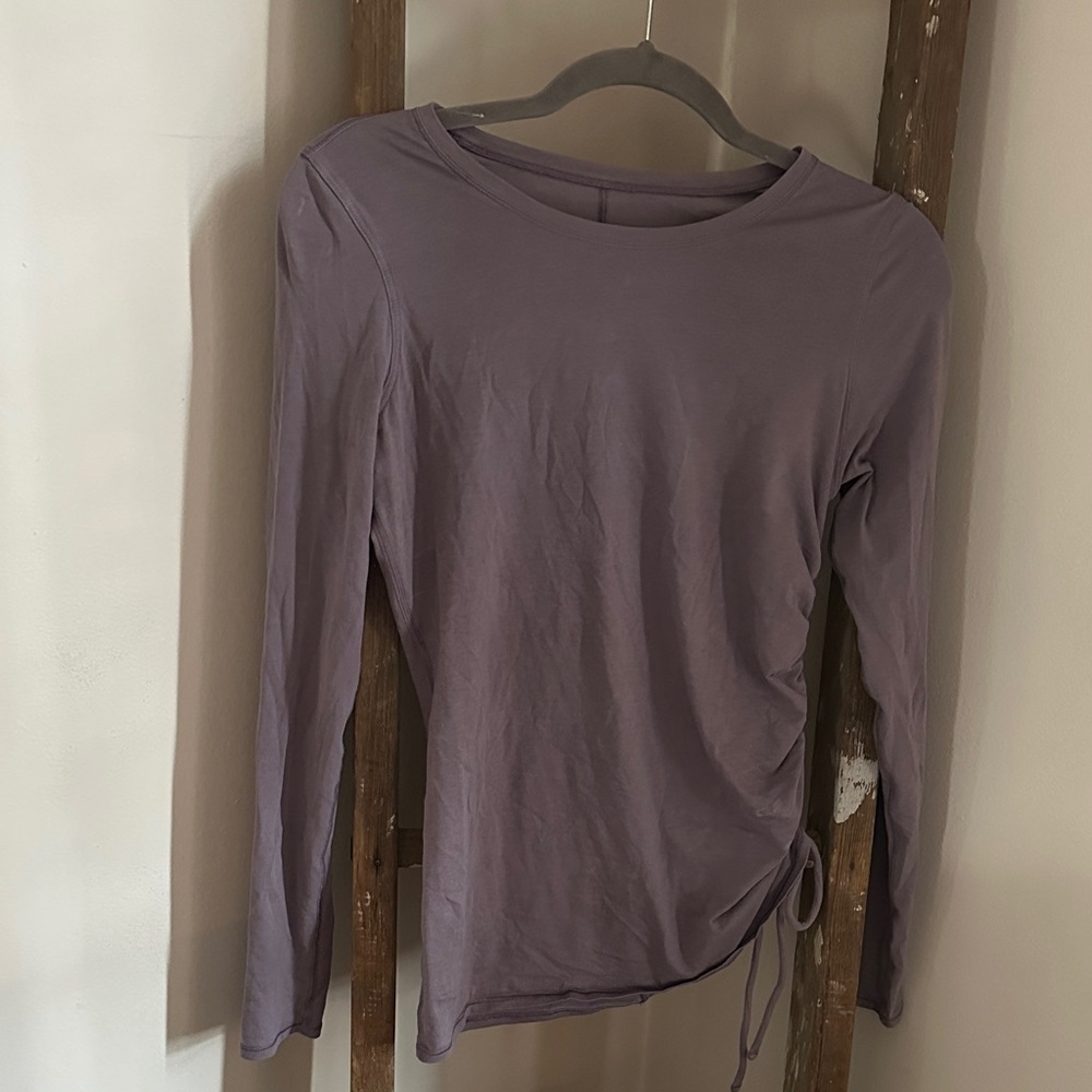 lululemon athletica Ruched side tie adjustable Lavender Long Sleeve Top